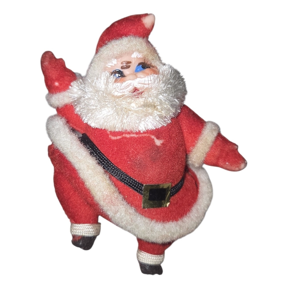 Vintage 1950s Flocked Dancing Santa Claus